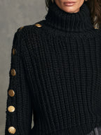 Black Long-sleeve Turtleneck Knit Sweater