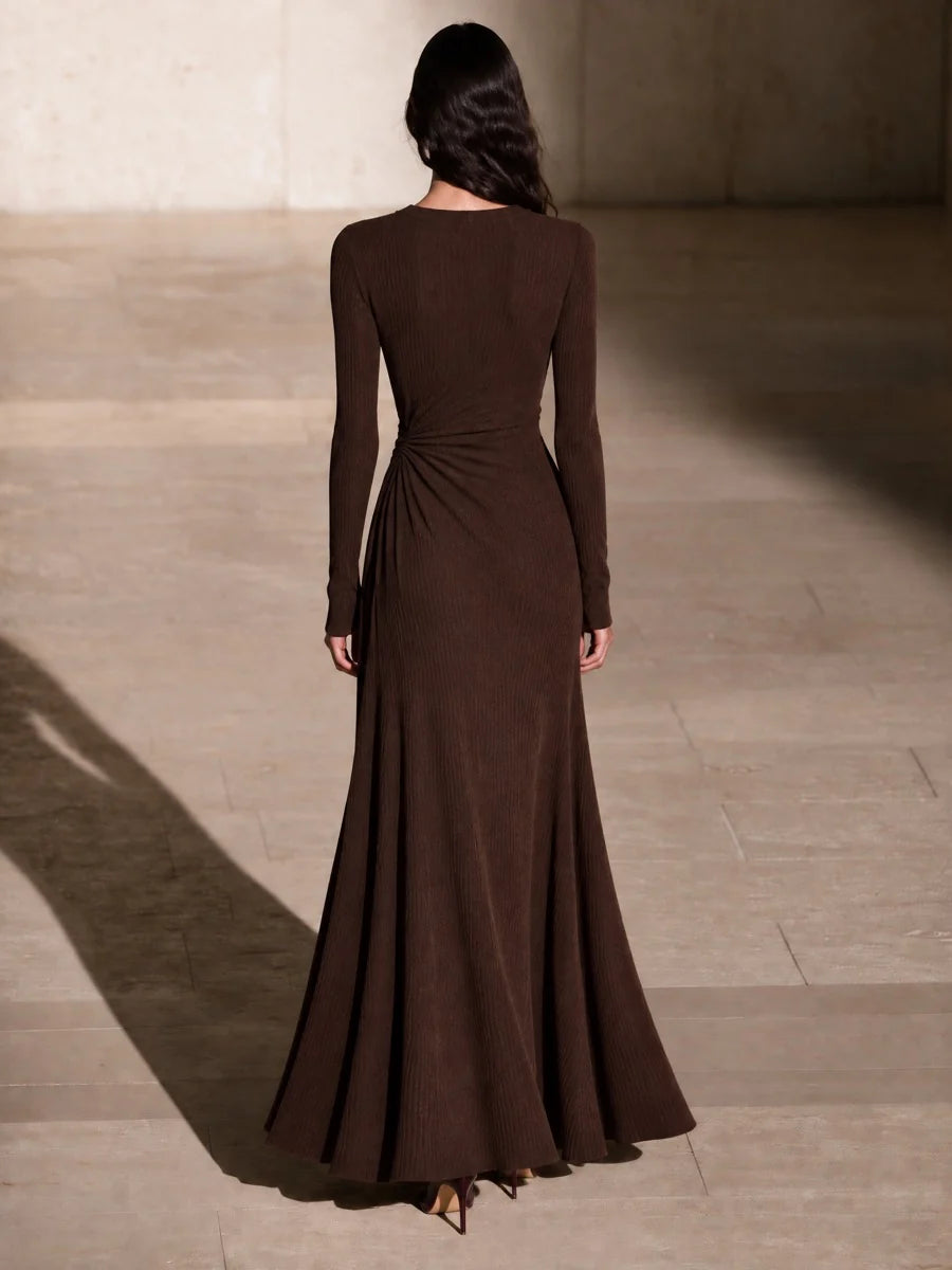 Long Sleeve Cowl Neck Party Maxi Dress