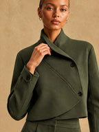Asymmetric Cropped Jacket and Wide-Leg Trousers Set