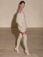 Cold-Shoulder Oversized Sweatshirt Mini Dress