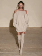 Cold-Shoulder Oversized Sweatshirt Mini Dress