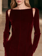 Cutout Sleeve Velvet Party Mini Dress