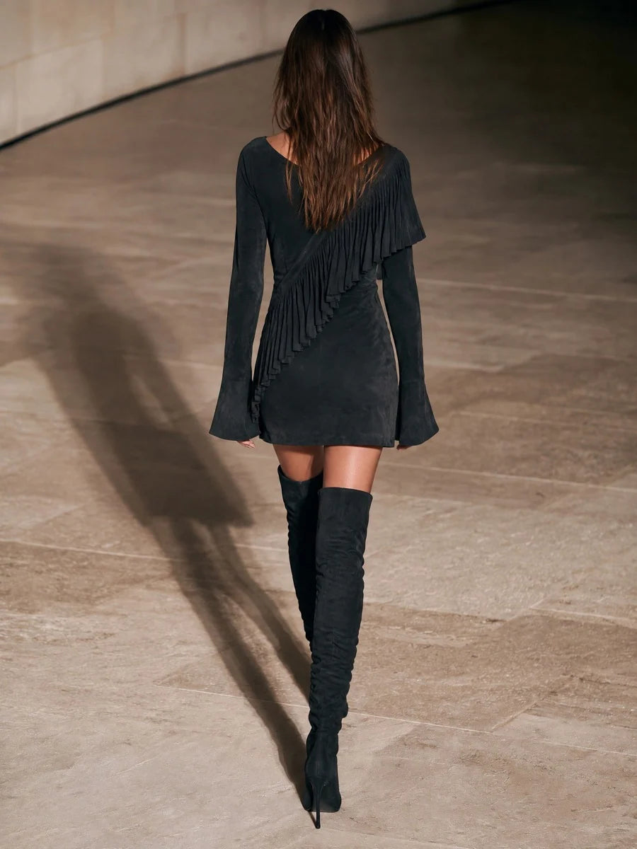 Flare Sleeve Cocktail Mini Dress