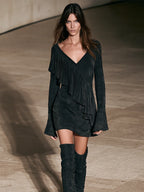 Flare Sleeve Cocktail Mini Dress