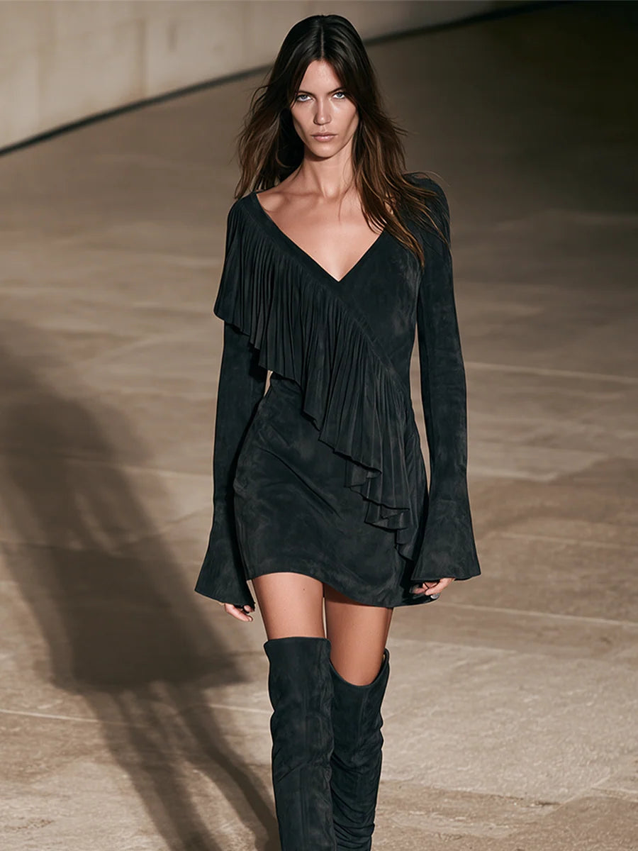 Flare Sleeve Cocktail Mini Dress