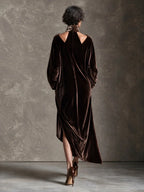 Loose Turtleneck Velet Maxi Dress