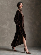 Loose Turtleneck Velet Maxi Dress