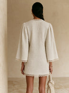 Romantic Lace-Trim V-Neck Mini Dress