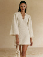 Romantic Lace-Trim V-Neck Mini Dress