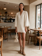 Romantic Lace-Trim V-Neck Mini Dress