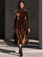 Elegant Loose-Fit Velvet Midi Dress