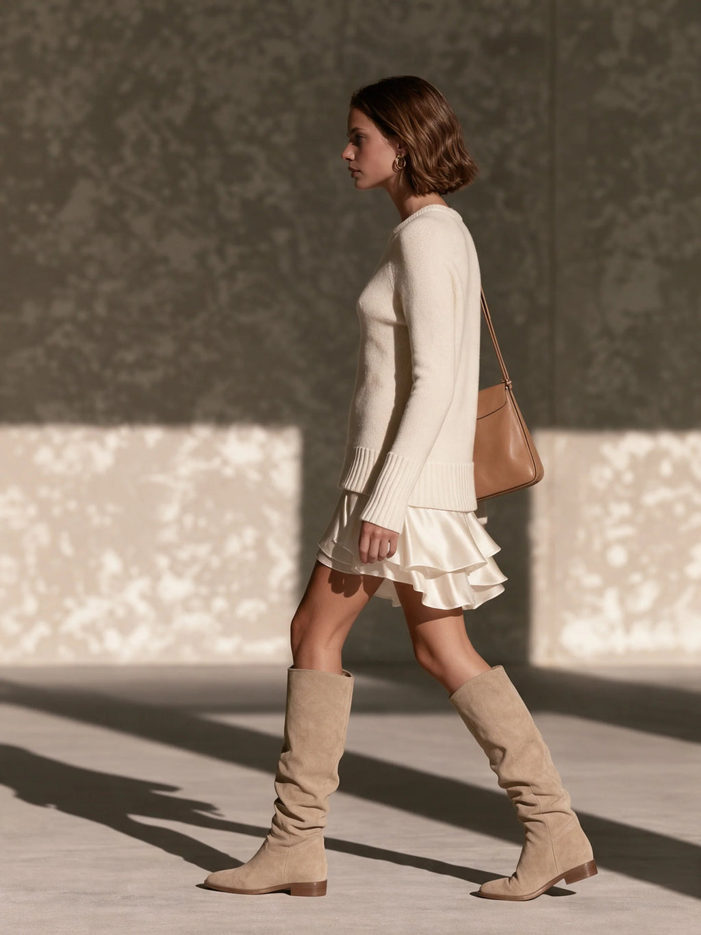 Knit Ruffle Hem Mini Dress