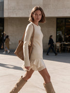Knit Ruffle Hem Mini Dress