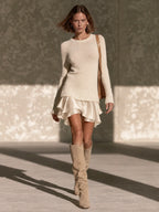 Knit Ruffle Hem Mini Dress