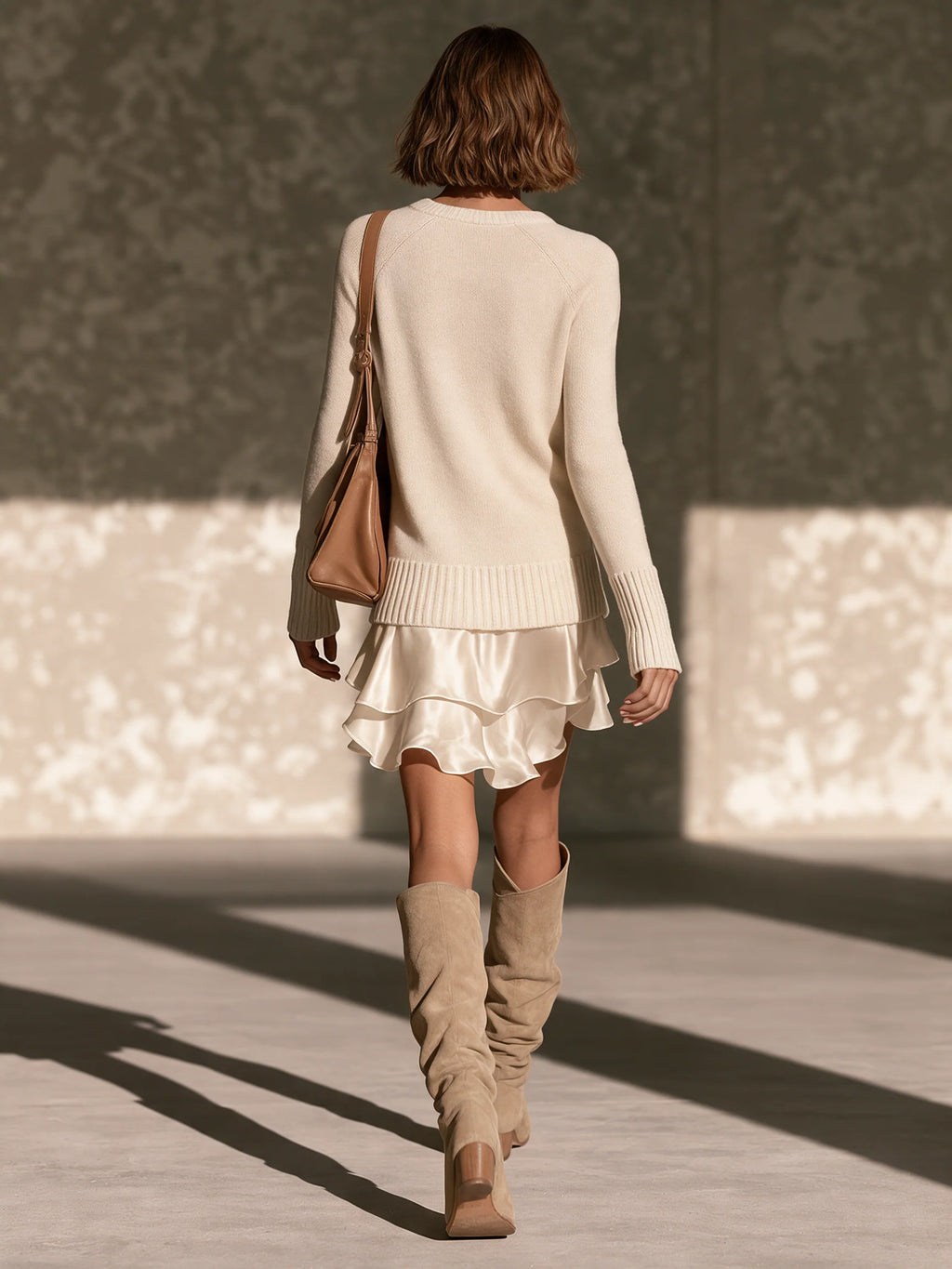 Knit Ruffle Hem Mini Dress