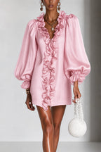 Elegant Ruffle Puff Sleeve Mini Dress