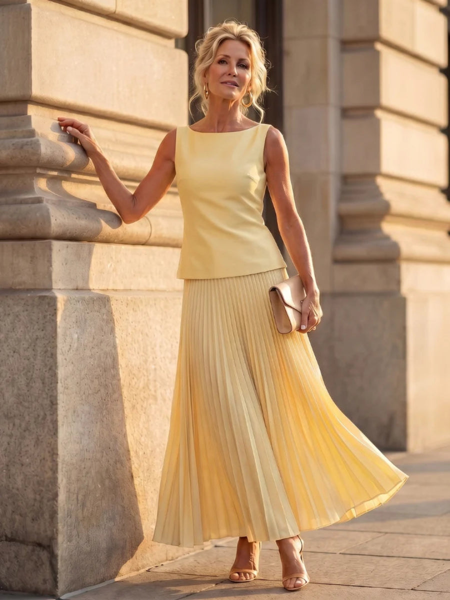 Structured Bodice Pleated Skirt Set