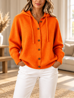 Cozy Knit Hooded Cardigan – Soft Button-Front Sweater