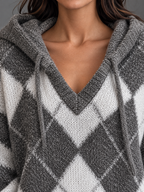 Elegant Knitted Long-Sleeve Hooded Sweater