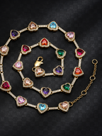 Colorful Heart Crystal-Detail Necklace