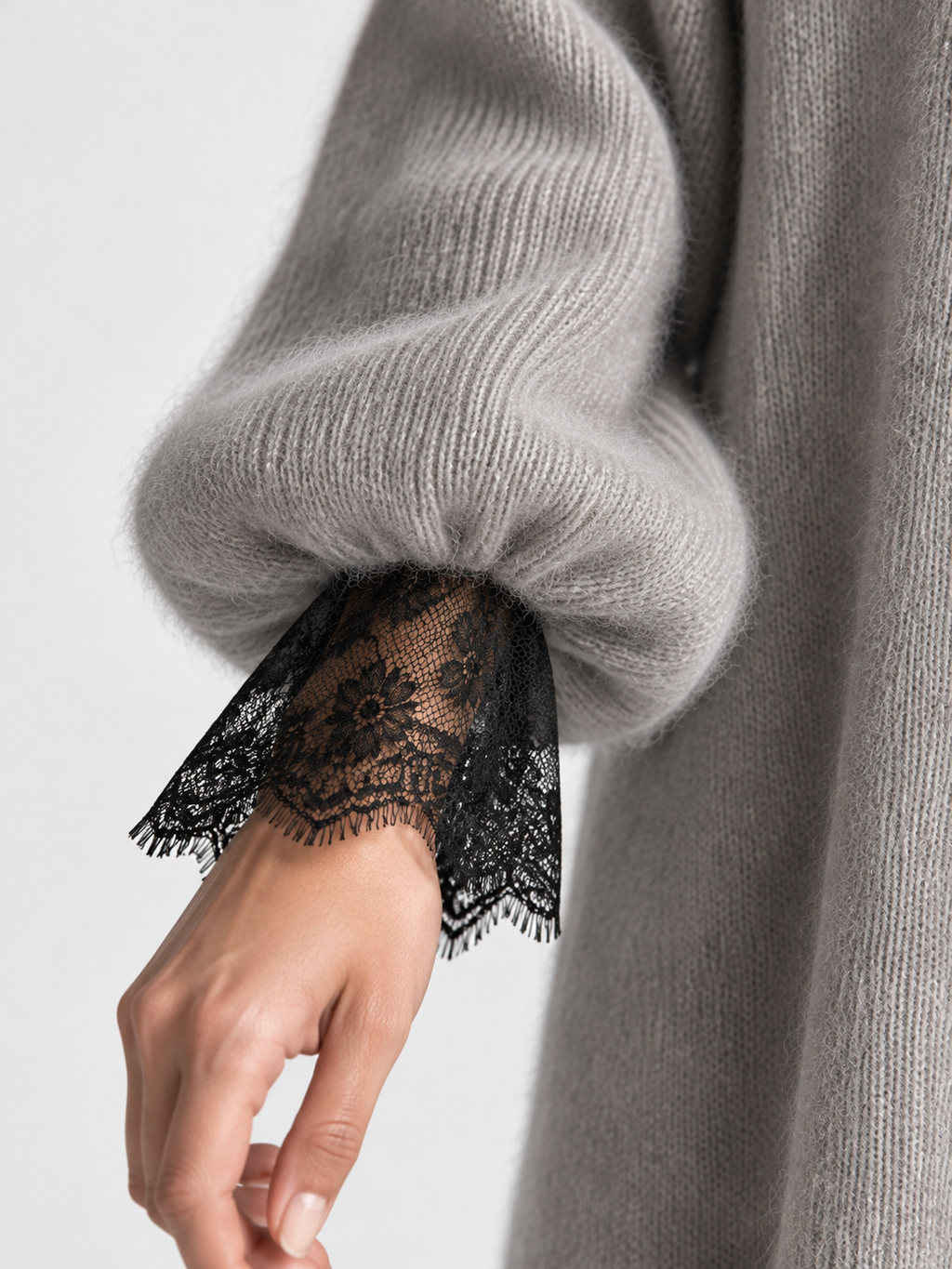 Sequin Knit Dress With Lace Hem