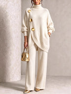 Elegant Knit Asymmetrical Button Set