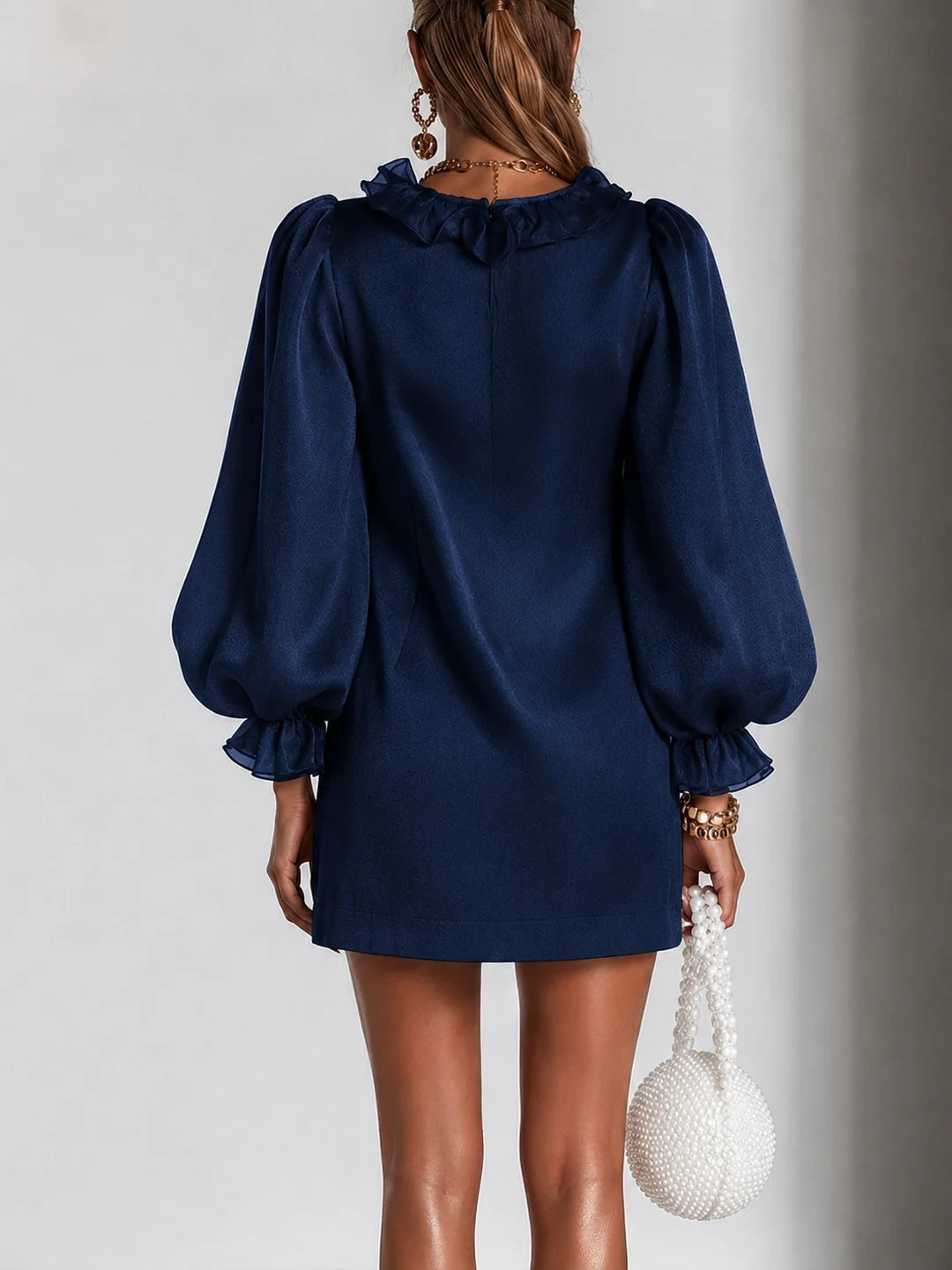 Elegant Ruffle Puff Sleeve Mini Dress