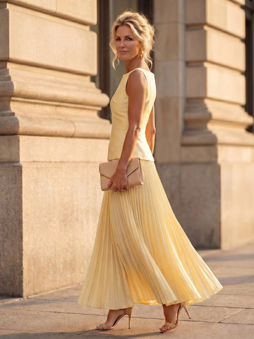 Structured Bodice Pleated Skirt Set
