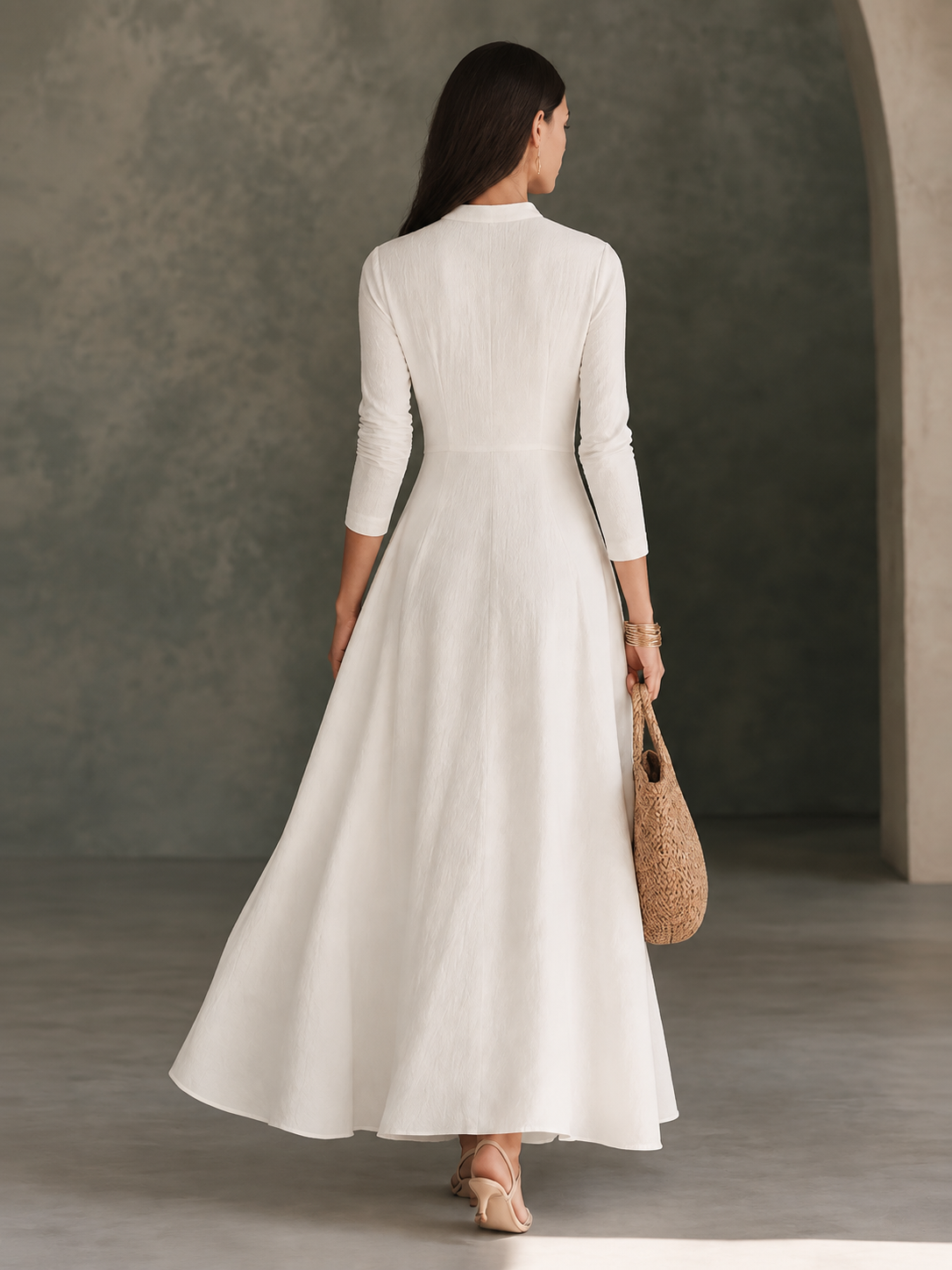 Mandarin Collar Maxi Dress