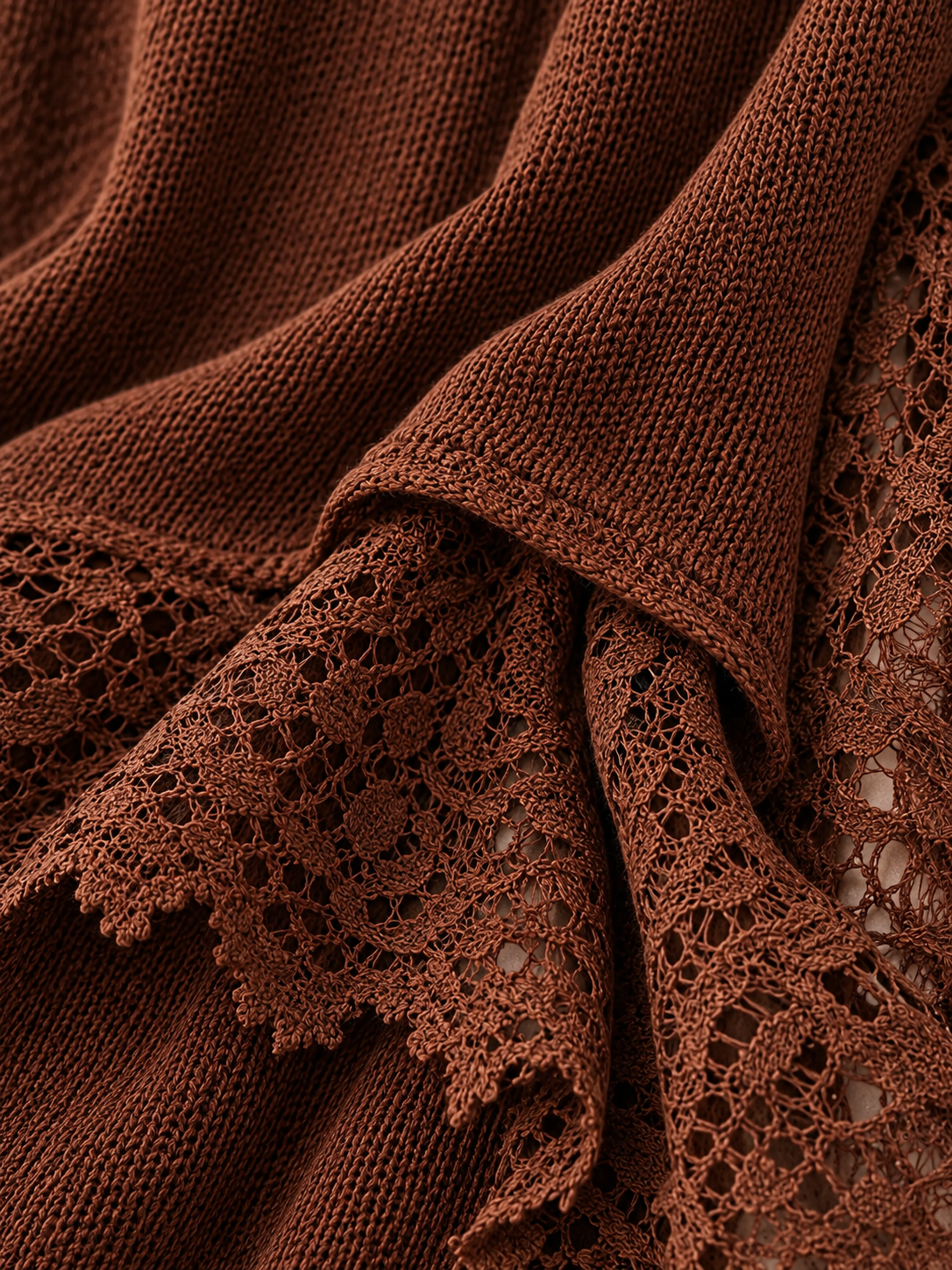Lace Panel Bohemian Bell Sleeve Sweater