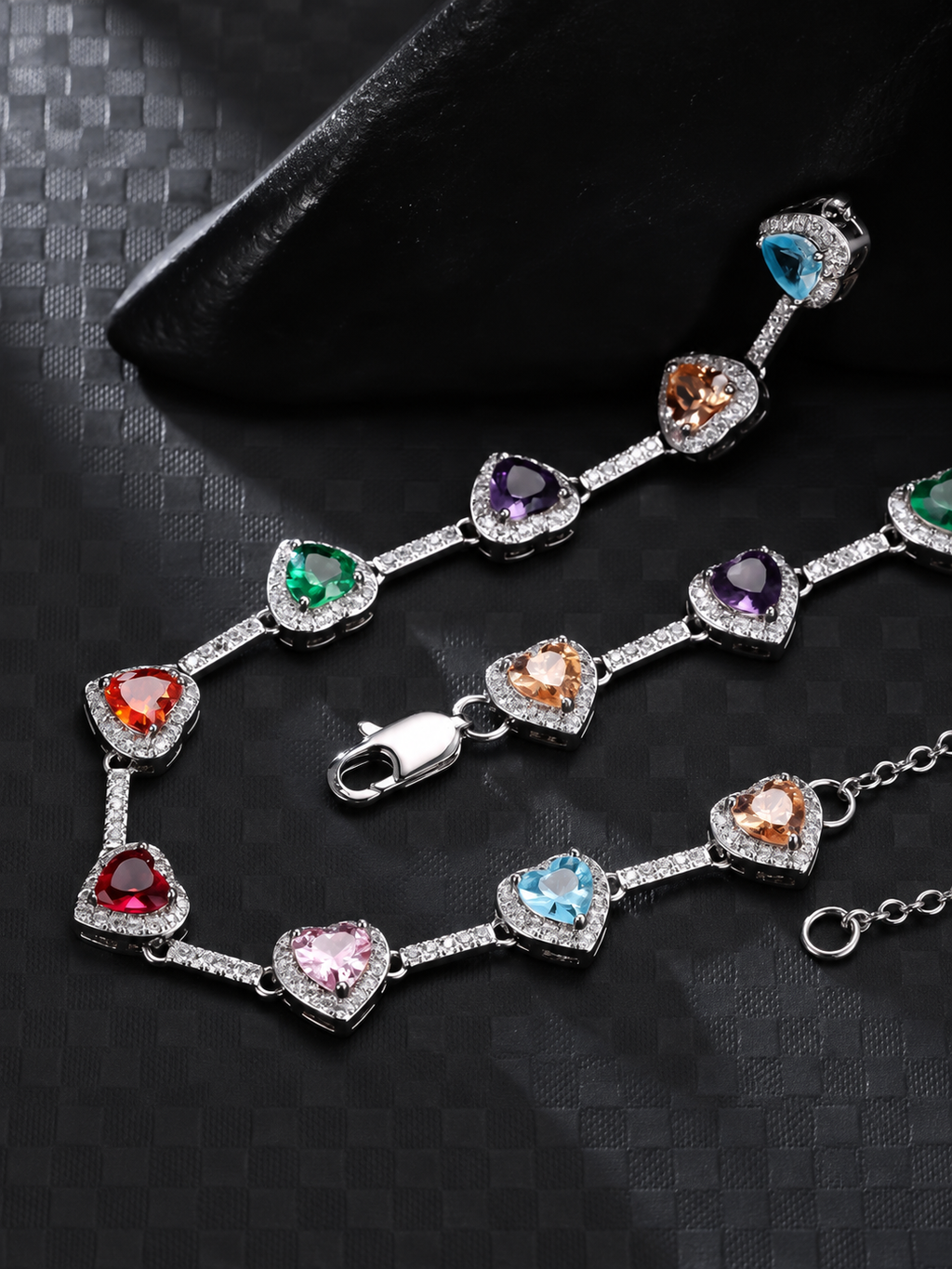 Colorful Heart Crystal-Detail Necklace