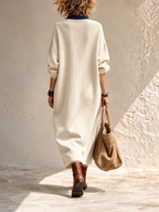 Boho Casual Cozy Colorblock Faux Suede Maxi Dress