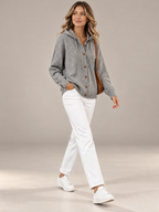 Cozy Knit Hooded Cardigan – Soft Button-Front Sweater
