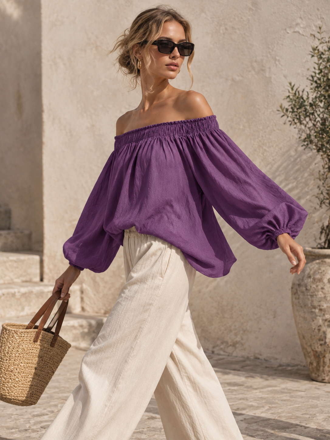 Off-Shoulder Puff Sleeve Top