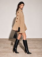 Camel Faux Suede Turtleneck Mini Dress