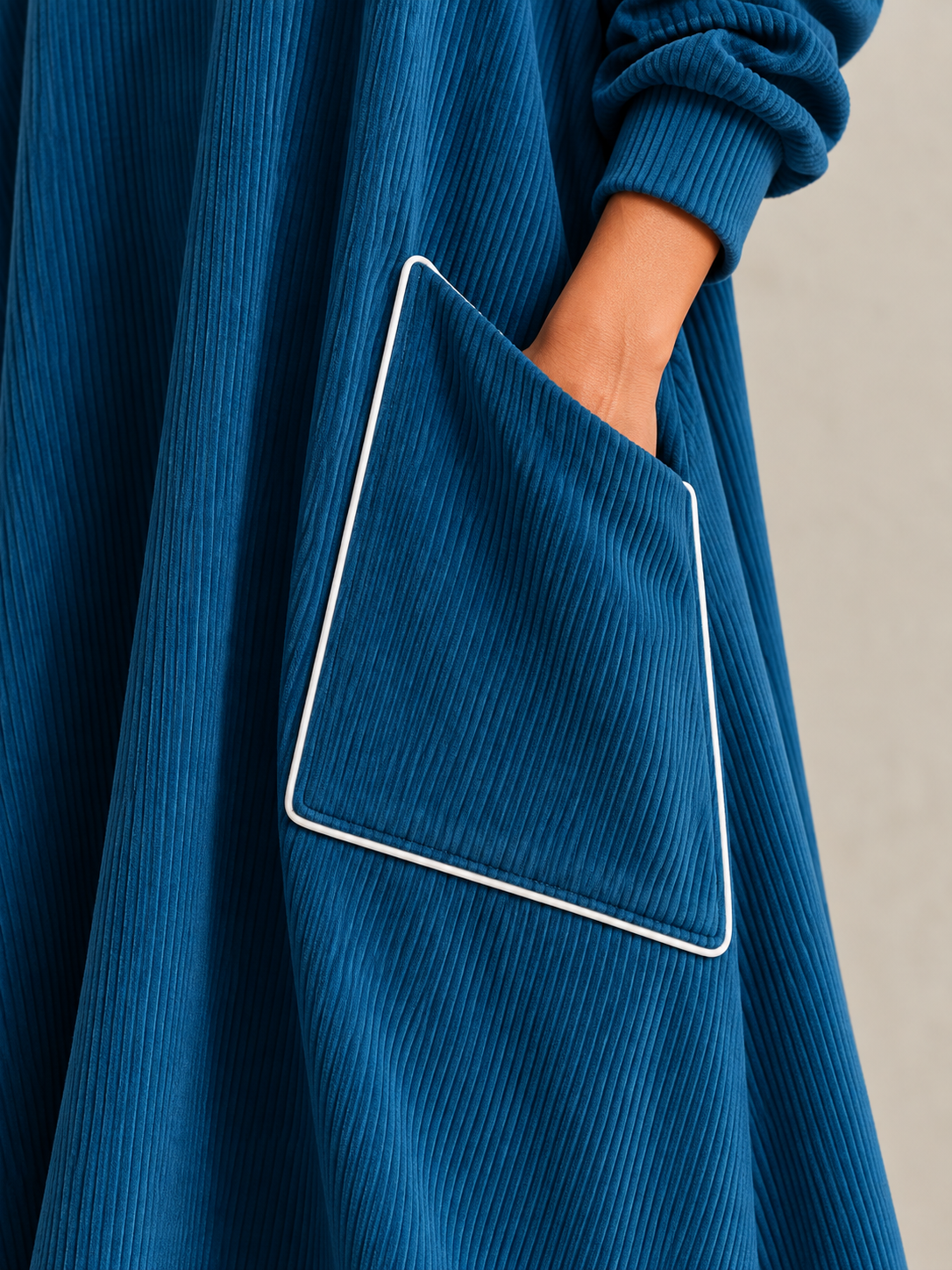 Stand Collar Loose Long-sleeve Maxi Dress