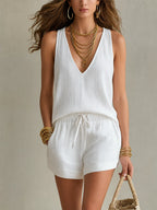 Lightweight Layered Top & Shorts 3-Piece Set
