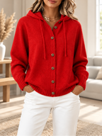 Cozy Knit Hooded Cardigan – Soft Button-Front Sweater