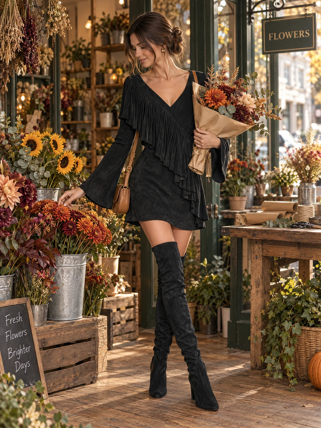 Flare Sleeve Cocktail Mini Dress