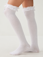 Lace Trim Bow Over the Knee Socks