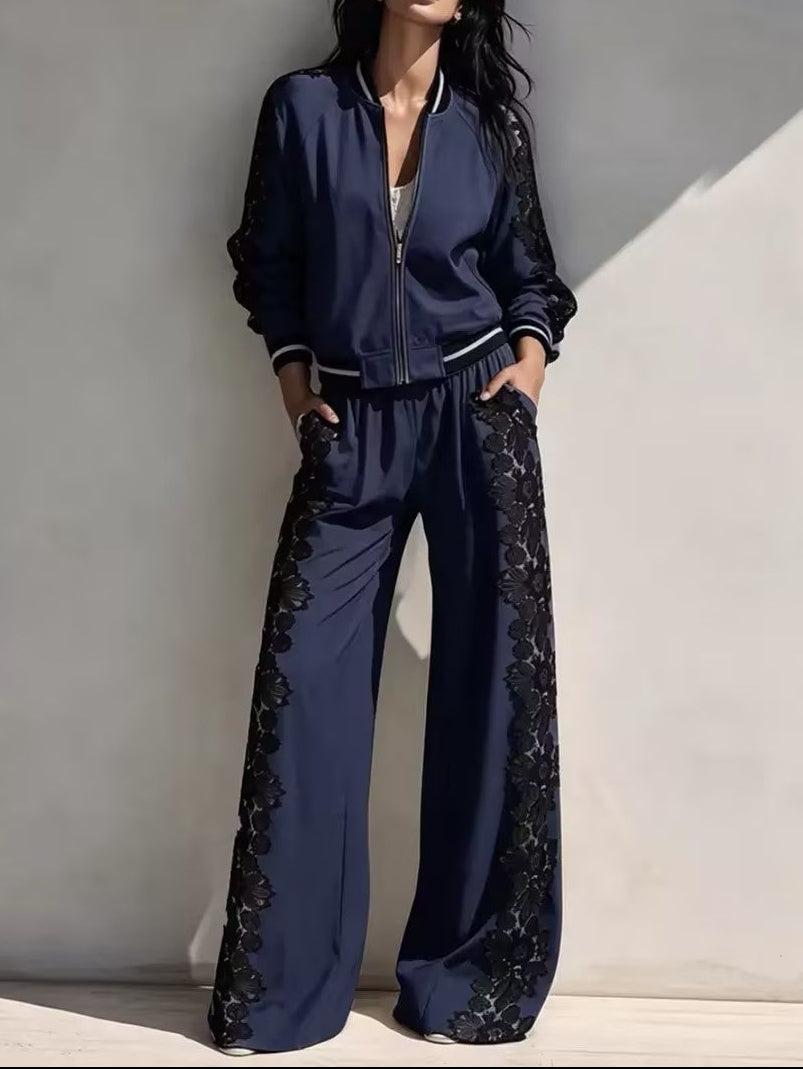 Contrast Lace Two Piece Set