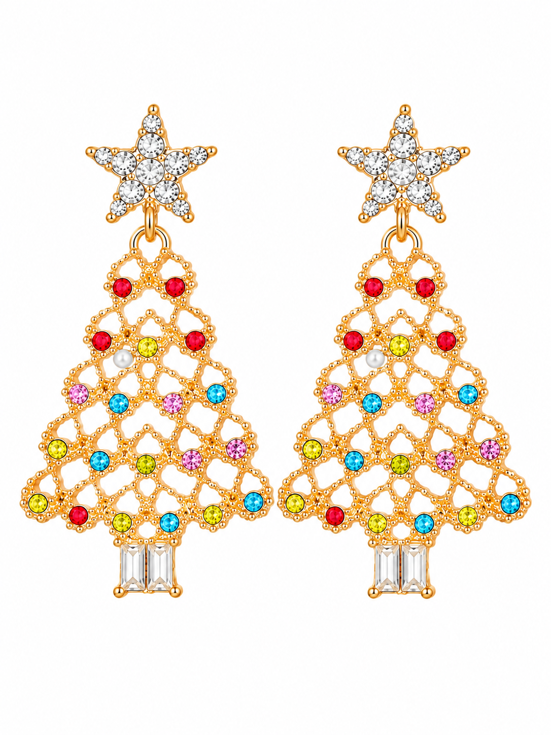Christmas Multi Alloy Dangle Christmas Tree Theme Earrings