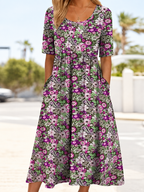 Paisley Floral Pocket Midi Dress
