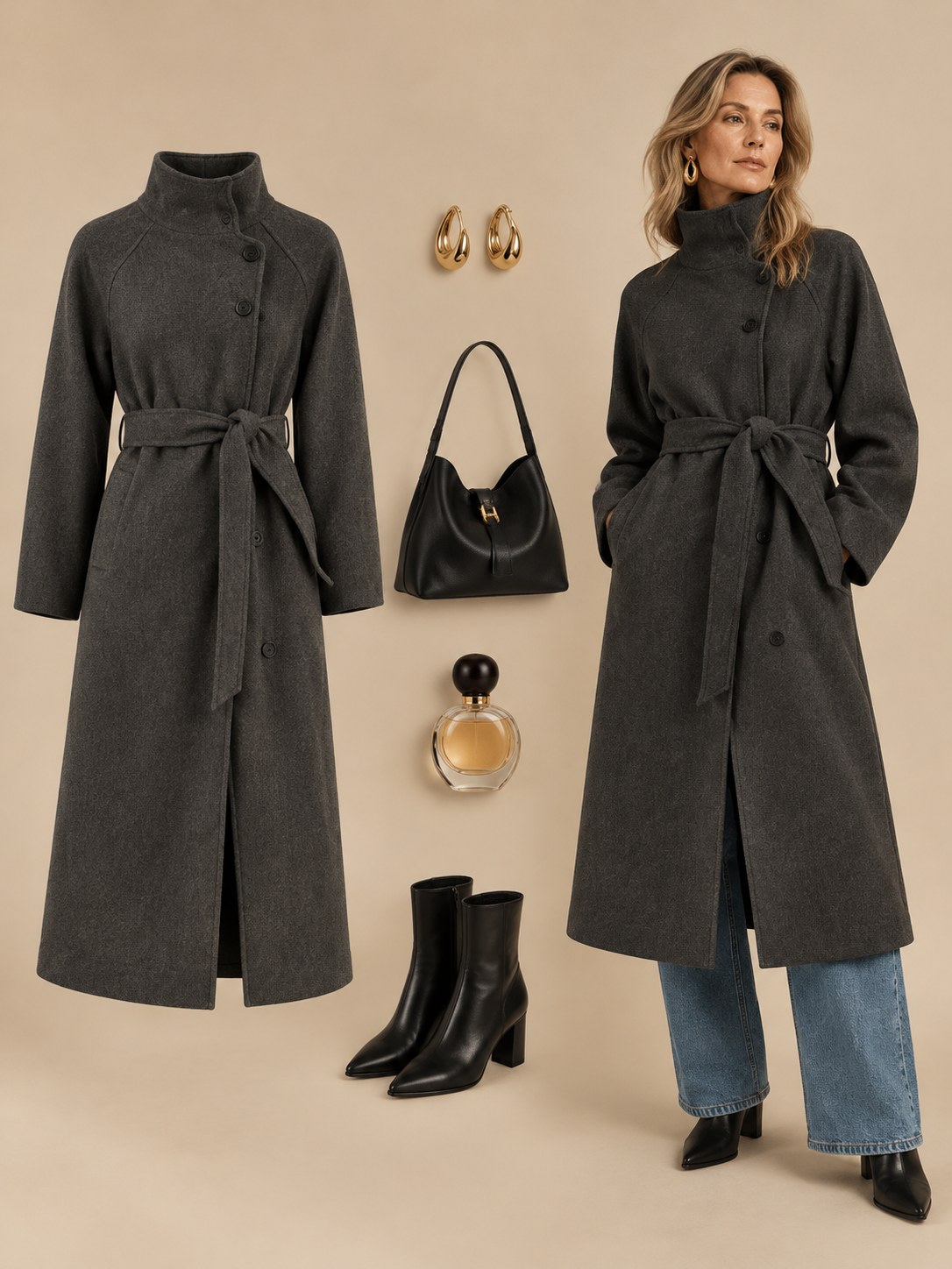 Oversized Belted Long Coat