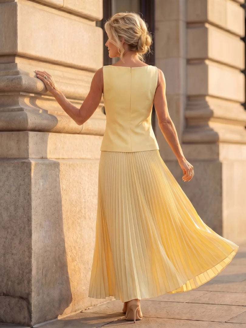 Structured Bodice Pleated Skirt Set
