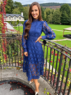 Lace High Neck Midi Dress