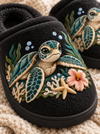 Pantuflas de tortuga marina bordadas