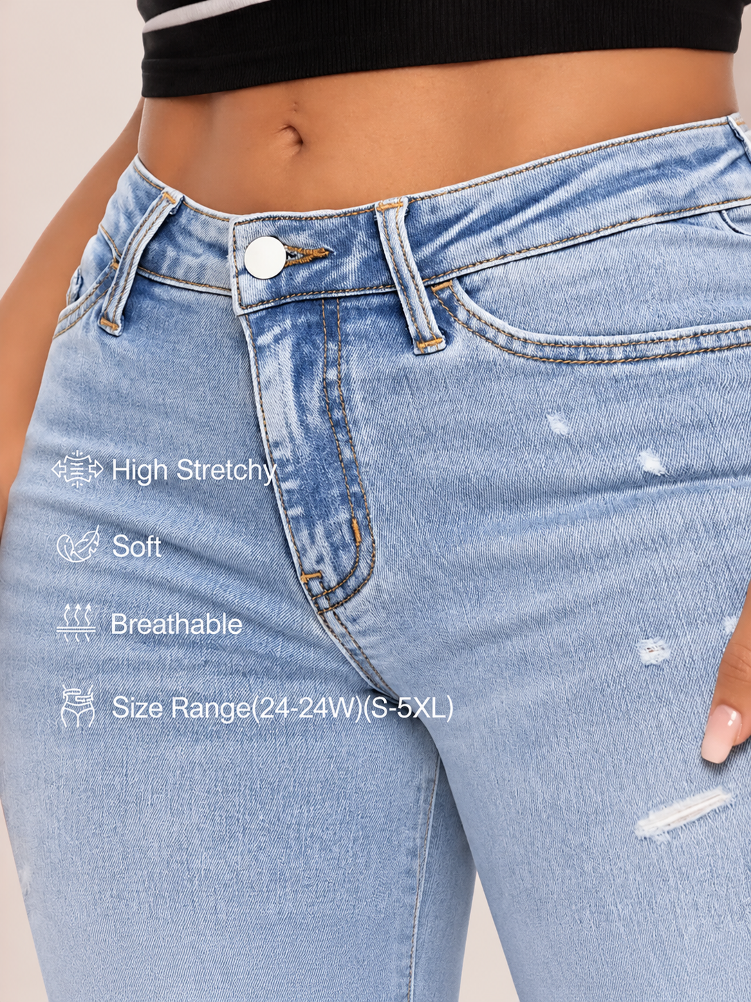 Plus Size Mid-Low Rise Baggy Jeans