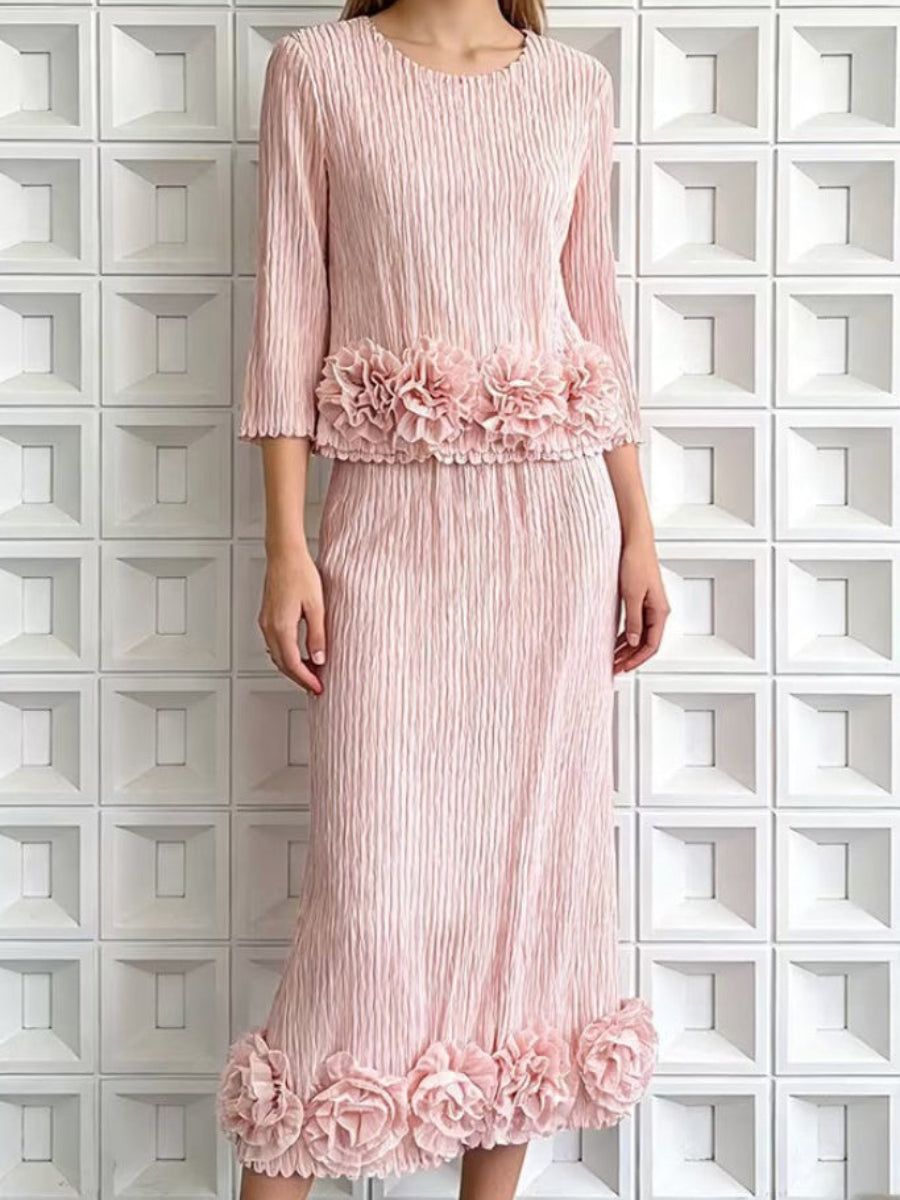 Elegant Floral Applique Skirt Set