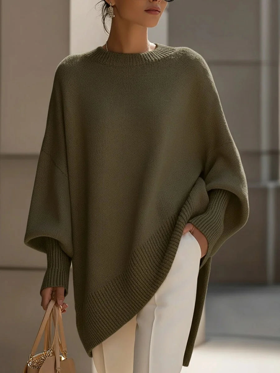 Oversized Draped Wide-Neck Sweater
